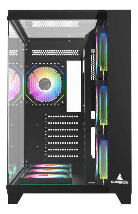 Gabinete Gamer Iceberg Crystal Cube Xl Negro X7 Fan Argb