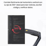Soporte Ergonomico Monitor Grandes Pantallas Conector Usb Carbón Mate