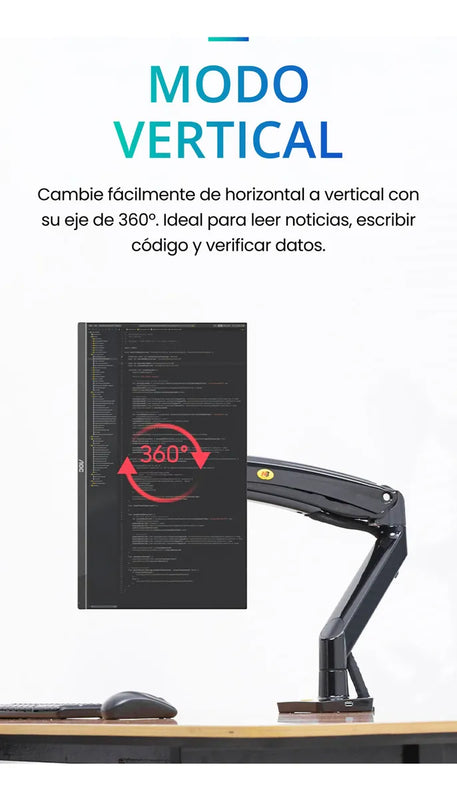 Soporte Ergonomico Monitor Grandes Pantallas Conector Usb Carbón Mate