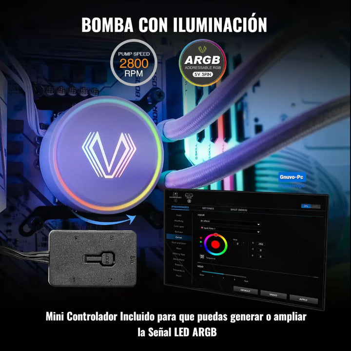 Enfriamiento Liquido Pc 240 Mm Argb Lga 1700 Am5 1200 Blanco