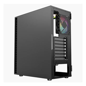 Chasis Atx Xyz Airone 100 Glass 6.fan Argb Negra Vidrio Temp Negro