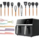 Freidora De Aire Nobelsound Air Fryer Doble Bandeja Con Utensilios Cuchillos Incluidos