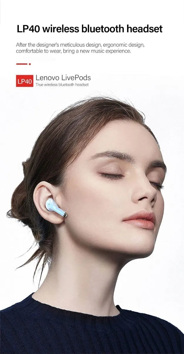 Audífonos Inalámbricos Bluetooth Lenovo Live Pods Lp40 Pro Negro