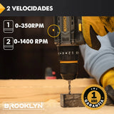 Taladro Brooklyn Inalambrico 50/60 Hz + 2 Baterias 20v Taladro Percutor