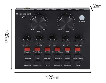 Tarjeta De Sonido V8- Mezclador De Audio,transmision En Vivo Negro