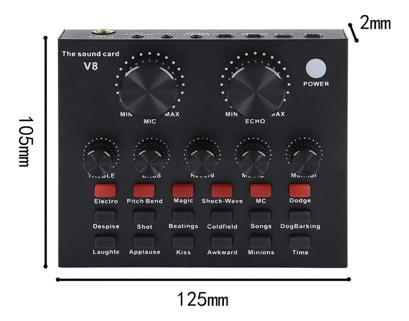 Tarjeta De Sonido V8- Mezclador De Audio,transmision En Vivo Negro