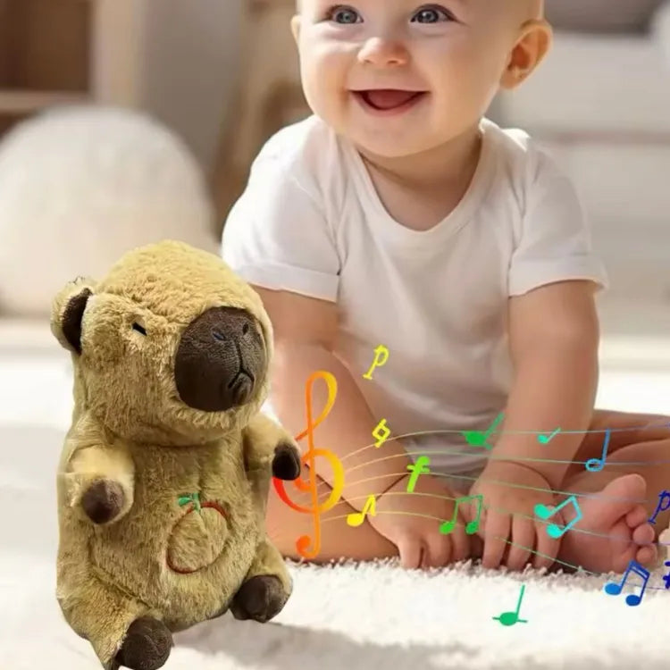 Peluche Capibara Que Respira Con Sonido De 25 Cm Café