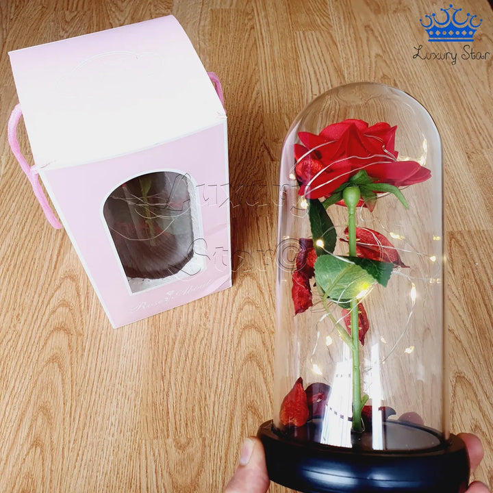 Rosa Eterna Roja Luz Led Alumbra Regalo Detalles Mujer Rojo