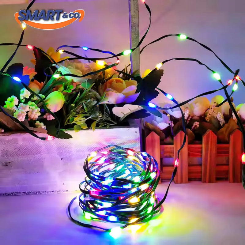 Luces Navideñas Luz Led Solar 50m Control Navidad Guirnalda Multicolor