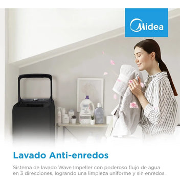 Lavadora Carga Superior 18 Kg Titanio Acero Inoxidable Midea Gris