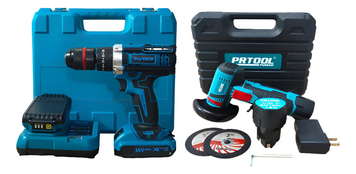 Combo Inalambrico Taladro 36v 1/2 + Minipulidora + Accesorio - Amarillo - 50-60 Hz