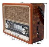Radio Am Fm Parlante Usb Retro Recargable Baterías ¡ Mp3! Co Color Negro