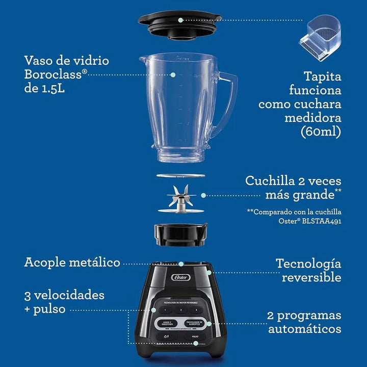 Licuadora Oster Con Programas Automáticos Y Tecnología Reve Color Negro