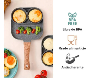 Sarten 4 Huevos Inducción Antiadherente Hotcakes Estrellado Color 2 Huevo Rejilla