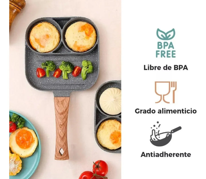Sarten 4 Huevos Inducción Antiadherente Hotcakes Estrellado Color 2 Huevo Rejilla