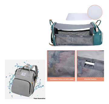 Mochila de maternidad para bebés con cambiador y USB, color negro, diseño de tela lisa