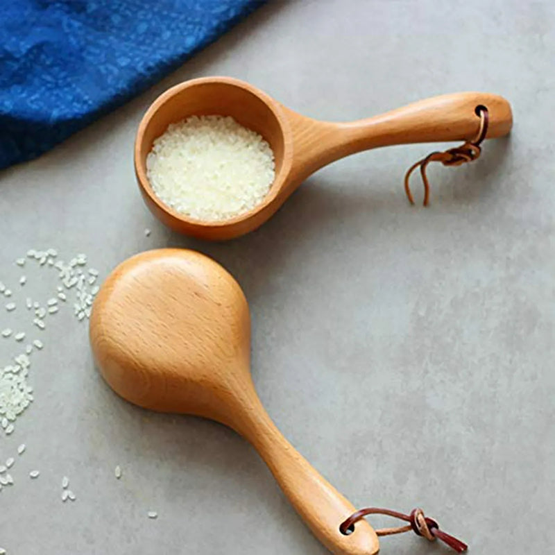 Cuchara De Madera Renococo, Cucharón De Sal De Baño Con Cord