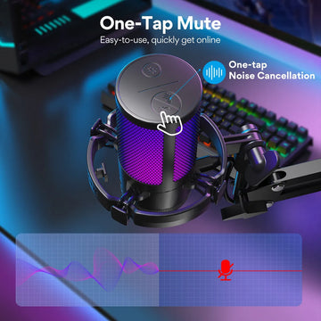 Micrófono de condensador USB Maono Gamerwave Rgb DGM20s Con Brazo Araña color Negro