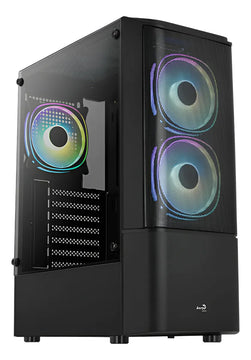 Gabinete Gamer Aerocool Quantum Mesh 3 Ventiladores Argb Neg Negro