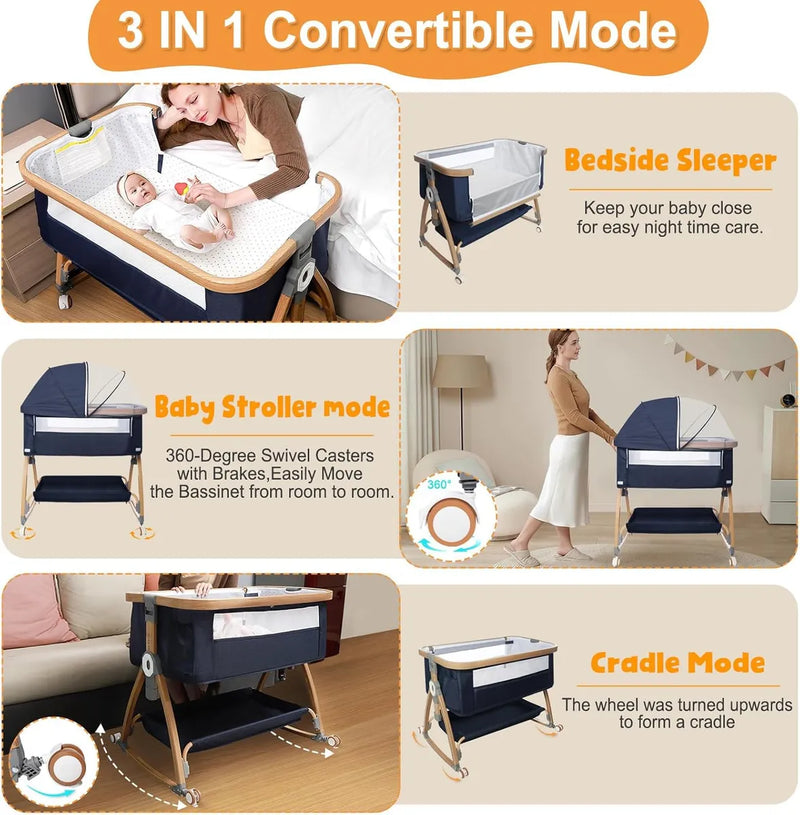 Cuna 3 En 1 Ultra Segura Y Ajustable Para Bebés