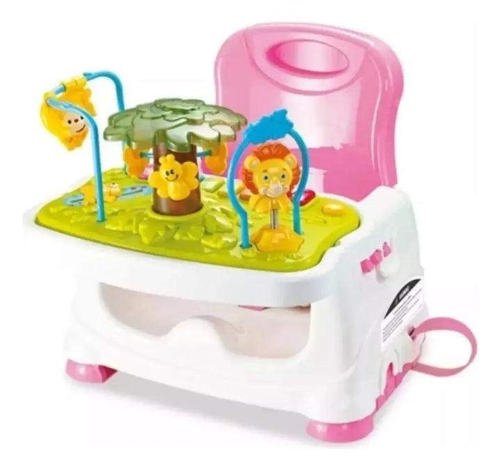 Silla Comedor Unico Musical Juguetes Portátil Doble Bandeja Azul