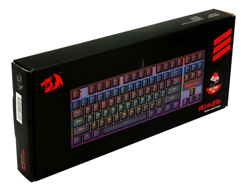 Teclado Redragon Kumara QWERTY Outemu Red español España color negro con luz rainbow