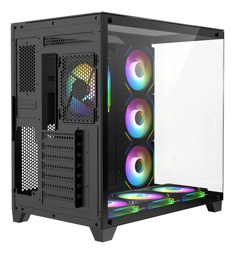 Gabinete Gamer Iceberg Atx Crystal Cube Xl Negra 7 Fans Argb Negro
