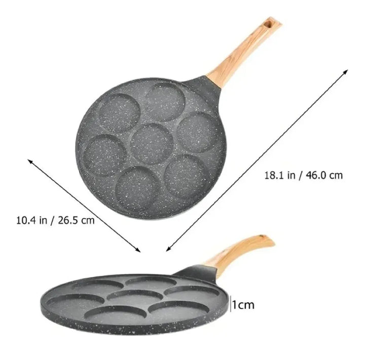 Sarten Antiadherente 7 Puestos Para Huevos Arepas Pancakes Gris