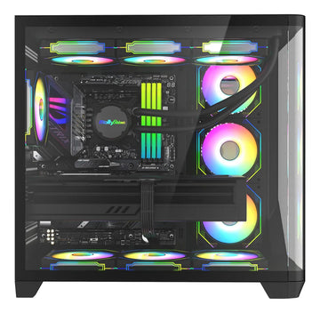 Gabinete Gamer Iceberg Crystal Wave L 7 Ventiladores Argb Negro