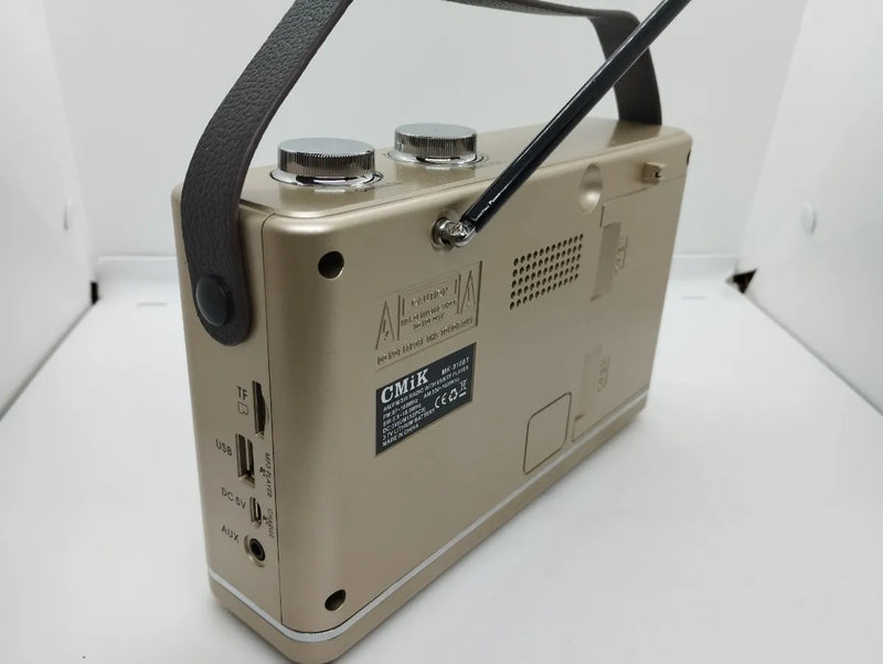 Radio Multibandas Mp3 Portatil Recargable Blue Sonido Claro Dorado