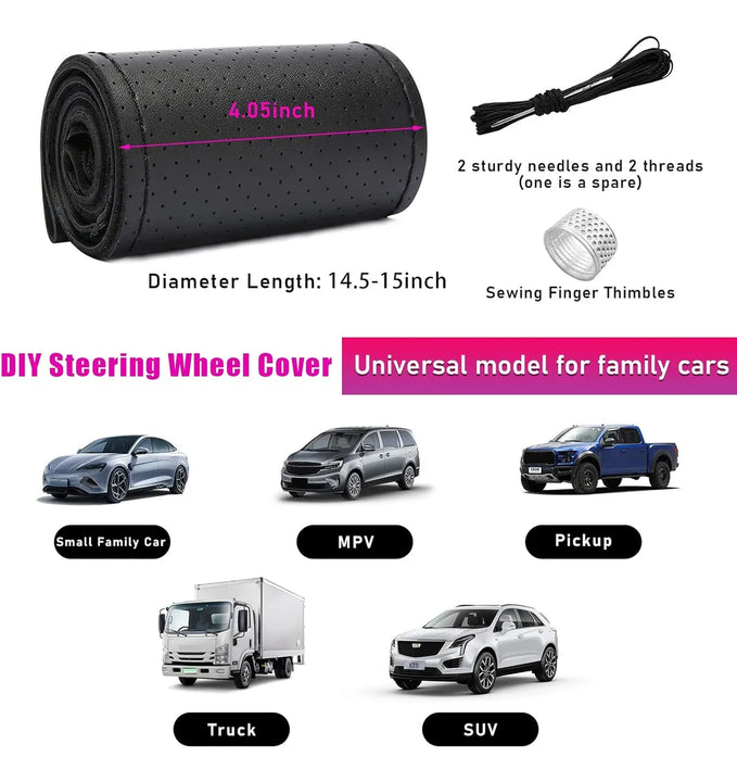 Funda De Volante De Cuero Genuine Ziciner, Ultra Duradera