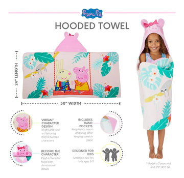 Toalla Con Capucha Pepa Pig Niños Baño Playa Piscina Rosa