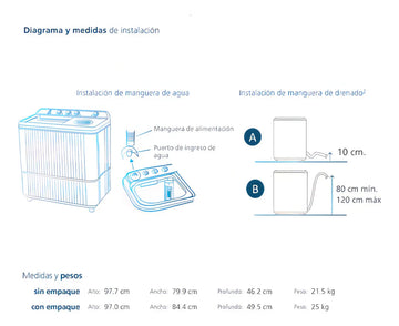 Lavadora Semiautomática 13 Kg Blanca Mabe LMD3123HBAB0