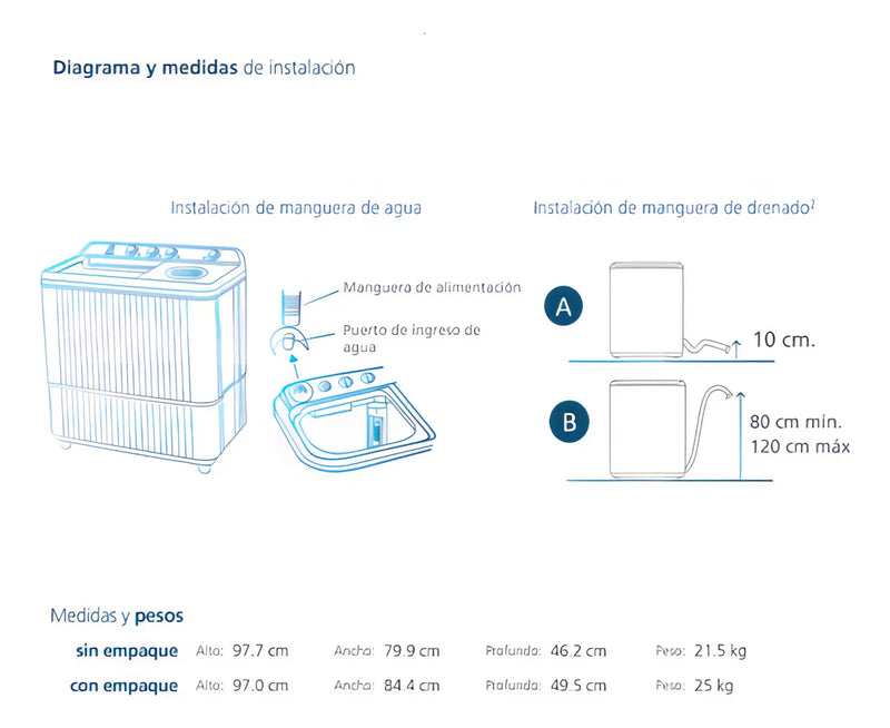 Lavadora Semiautomática 13 Kg Blanca Mabe LMD3123HBAB0