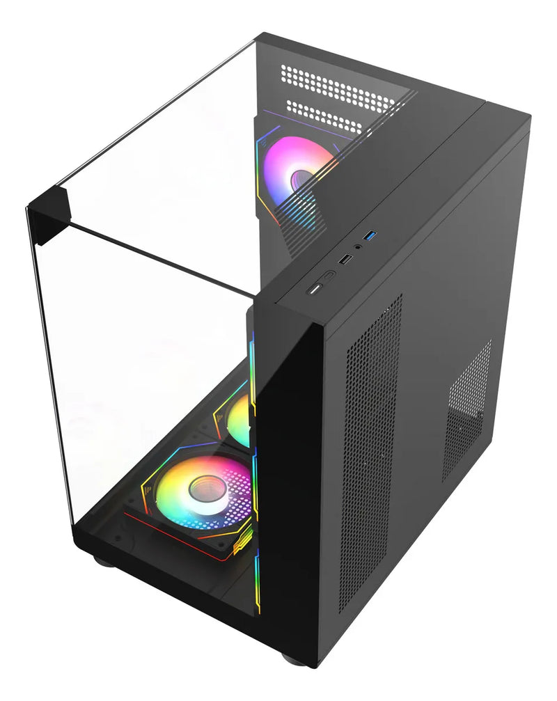 Chasis Gamer Iceberg Crystal Cube S Black Atx 6 Fans Argb Negro