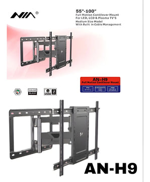 Soporte Tv Base 55 65 75 80 85 90 95 100 Doble Brazo Negro