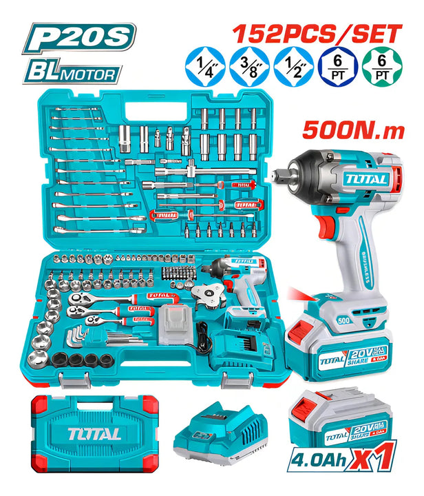 Pistola De Impacto Batería 4amp + Cargador + 152 Accesorios Verde