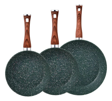 Set 3 Sartenes En Aluminio Forjado Vida Induccion (18/22/26) Color Verde Oscuro