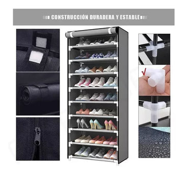 Zapatera Closet De 9 Niveles Armable Color Gris