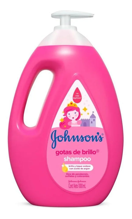 Shampoo Johnson's shampoo infantil Gotas de Brillo de aceite de argán en dosificador de 1000L por 1 unidad