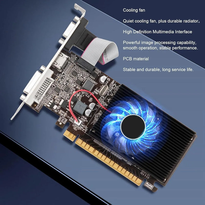 Tarjeta Grafica Gt610 2gb Ddr3 Pcie, Enfriamiento Silencioso