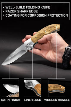 Para Hombre - Cuchillo De Bolsillo Plegable Con Mango De Mad