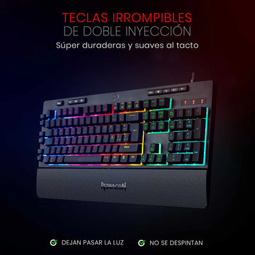 Teclado Gamer Redragon Shiva K512 RGB QWERTY Español Latinoamérica Color Negro con Luz RGB