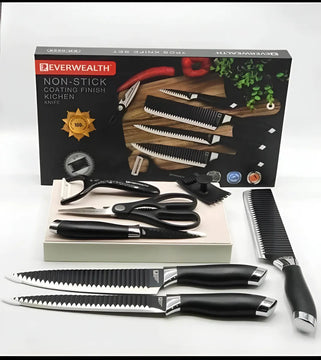 Set De Cuchillos 7 Piezas Profesional + Pelador + Tijeras Color Negro