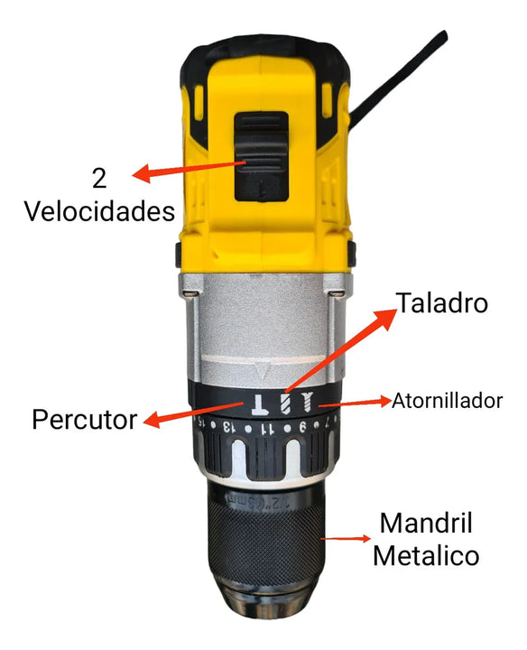 Combo Taladro Y Pulidora Inalámbrico Brushless Batería 5ah - Amarillo - 50hz/60hz