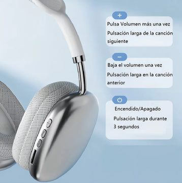 Auriculares Inalámbricos De Diadema Con Micrófono Bluetooth 400mah Plateado Diadema Xx Algodón Acolchado Orejeras Transpirables Rotación Libre