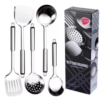 Juego De Utensilios De Cocina De Acero Inoxidable, 5 Piezas Plateado