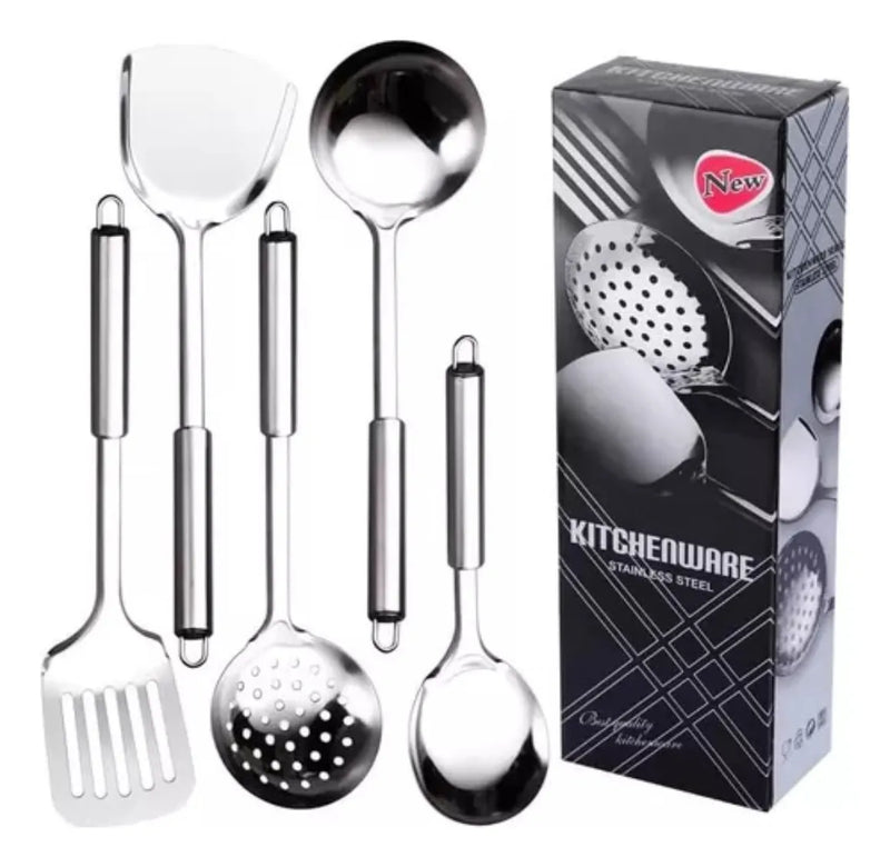 Juego De Utensilios De Cocina De Acero Inoxidable, 5 Piezas Plateado