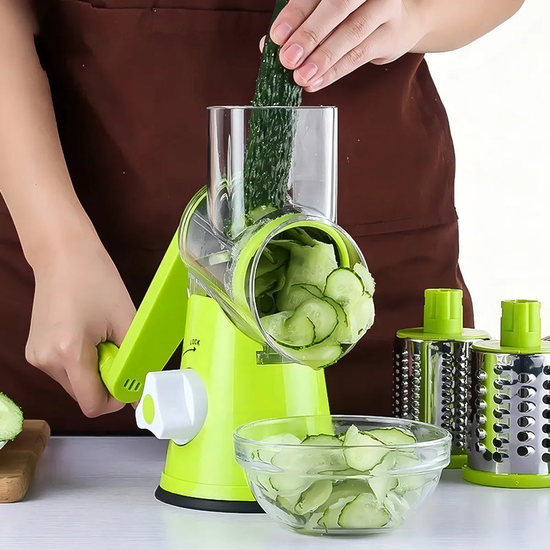Cortador de verduras 3 en 1 de acero inoxidable y rallador de mesa