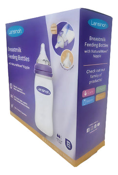 Set X3 Biberones Teteros Lansinoh 8oz Flujo Medio +3m Violeta Set Mamaderas 240 Ml